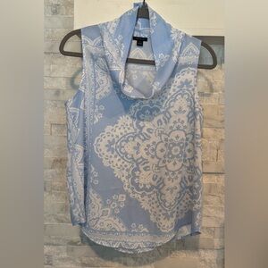 Ann Taylor Blue and White Patterned Blouse
